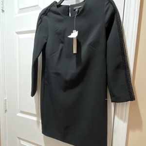 Banana Republic black lace trim long sleeve dress.